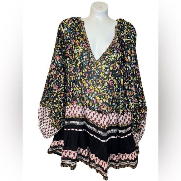 Free People Gardenia Printed Embellished Tunic Top - Picture 4 of 10